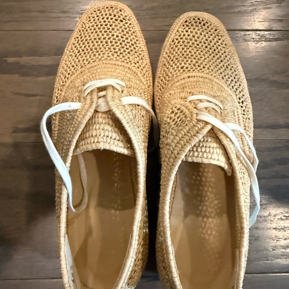 Robert Clergerie Beige Woven Platform Sneaker